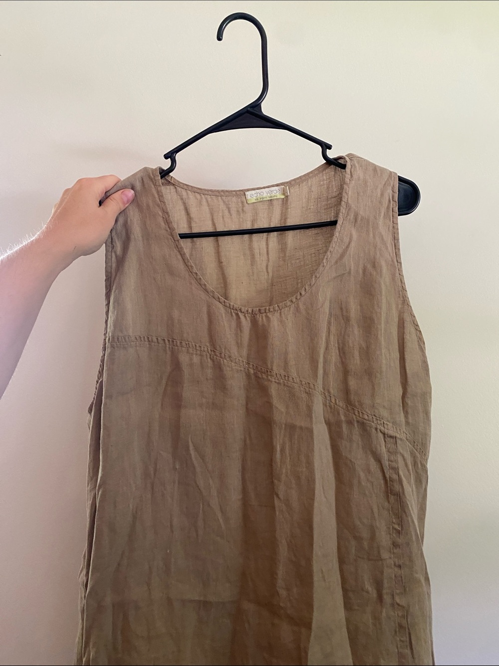 100% organic linen green dress